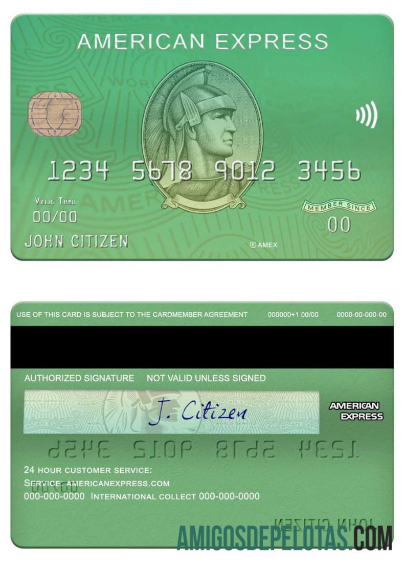 Green Card Amex do Banco de Gerenciamento de Resíduos dos EUA modelo